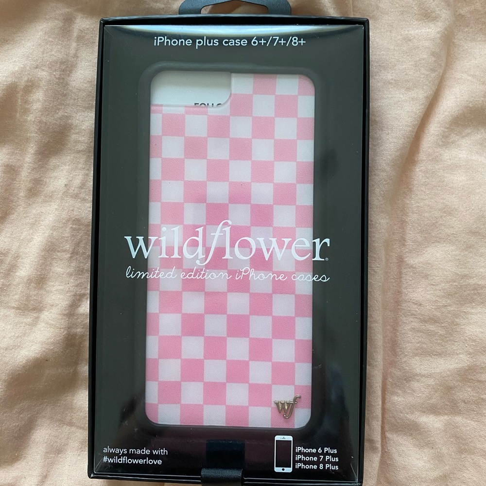 wildflower pink checkers 6+/7+/8+ phone case